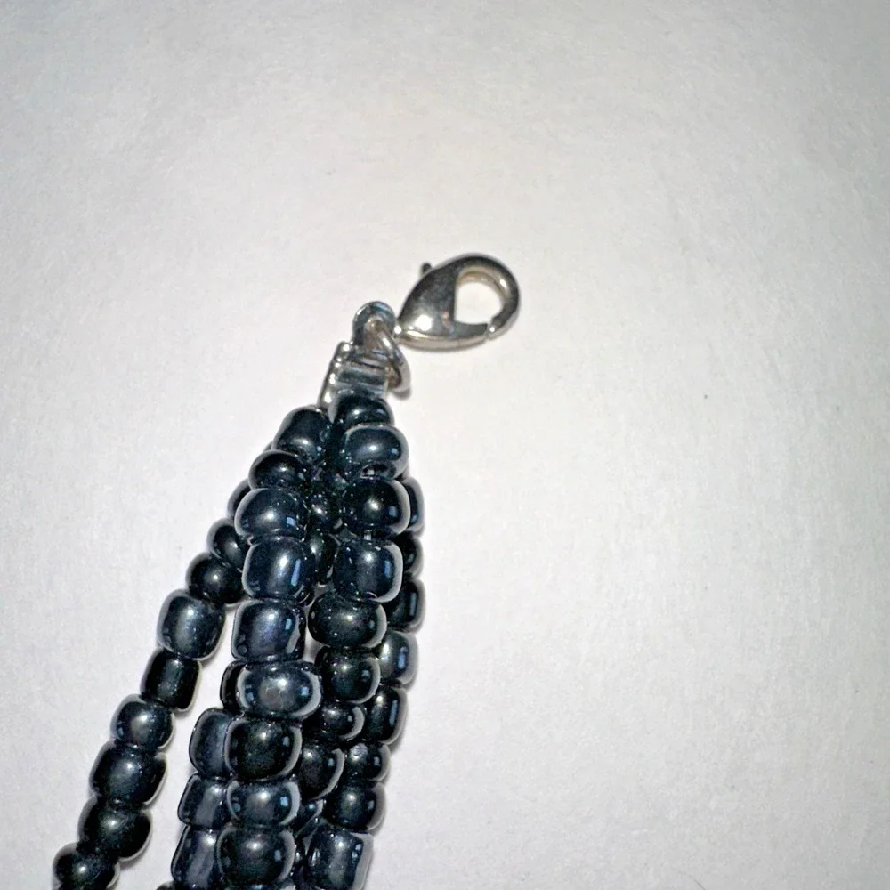 Unbranded Multi-Strand Necklace Women OS Navy Blue Excellent Layered Beaded